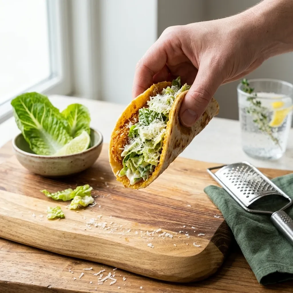 Crispy chicken caesar tacos