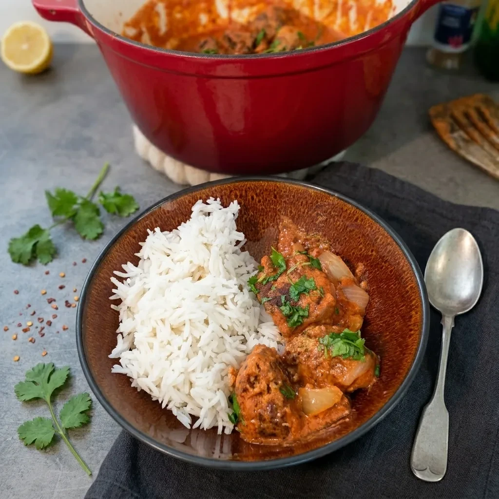 Krämig och kryddig kycklingkofta med ris
